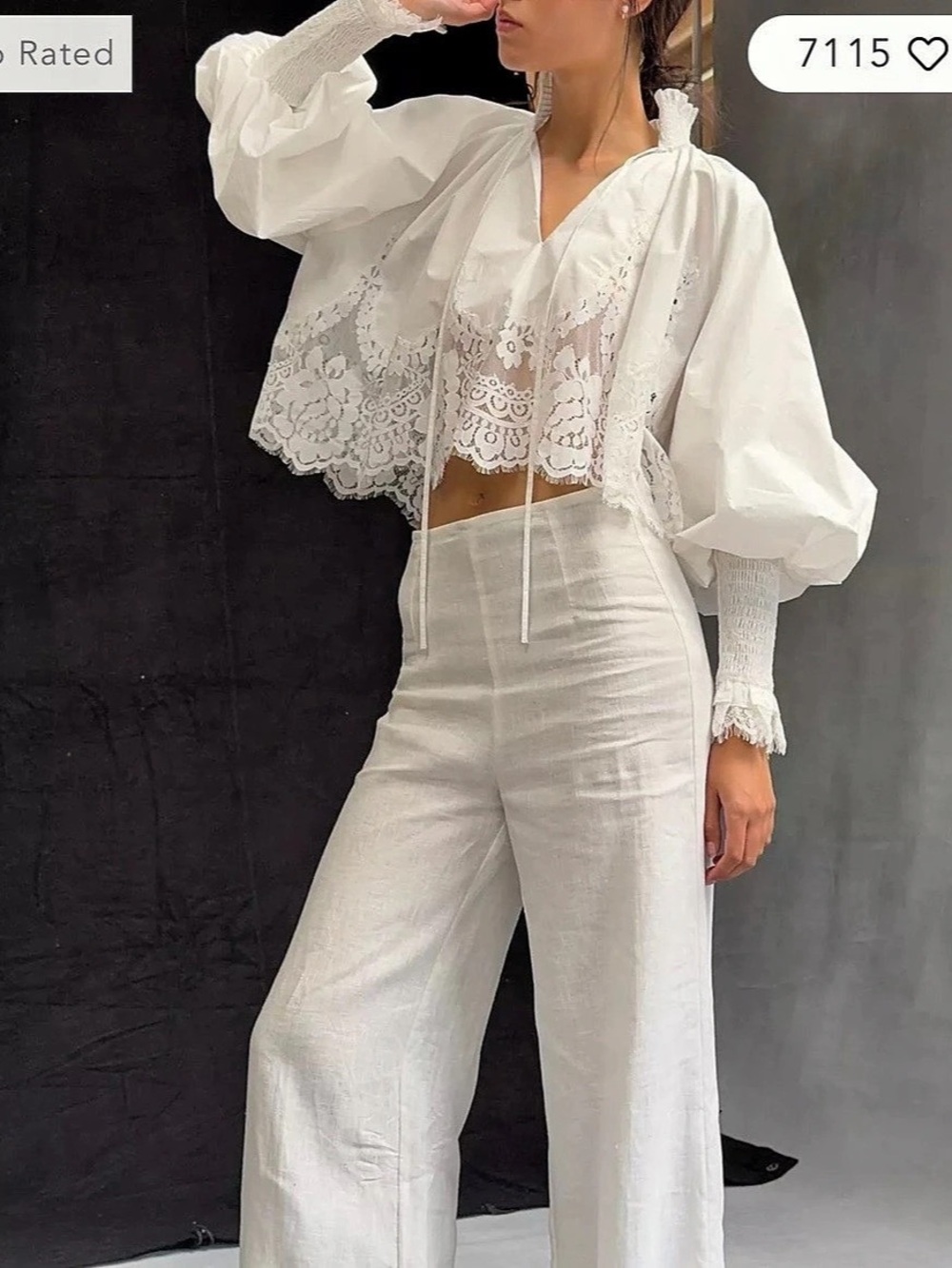 Mare Mare Estelle Lace
Trimmed Balloon-Sleeve Blouse - Picture 3 of 8